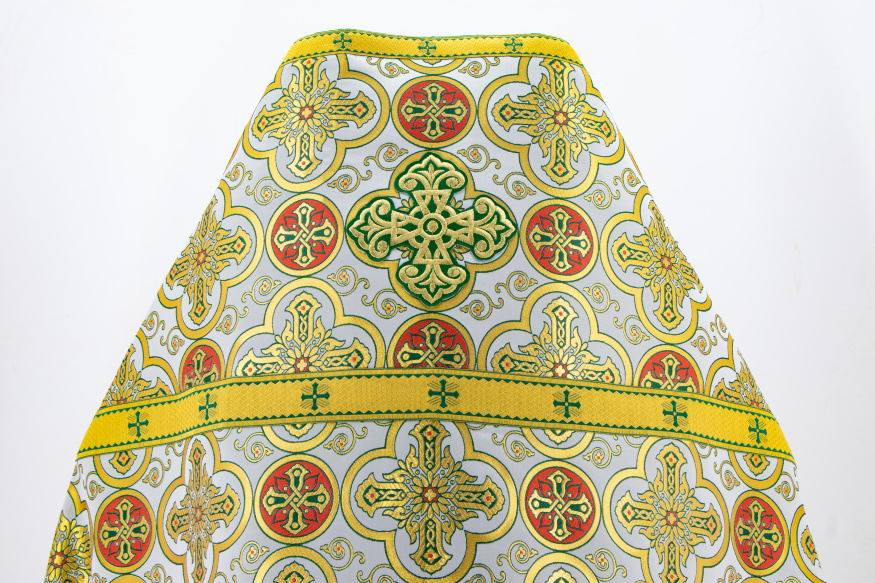 Priest Vestment, Turkish Brocade "Iveron Cross" with Sewn Braid