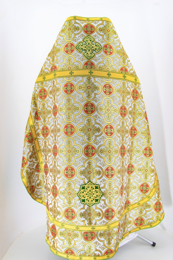 Priest Vestment, Turkish Brocade "Iveron Cross" with Sewn Braid