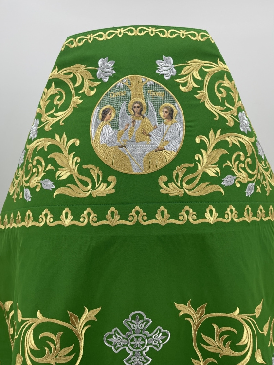 Priest Vestments, Embroidered Gabardine, Embroidered Center with Embroidered Galloon