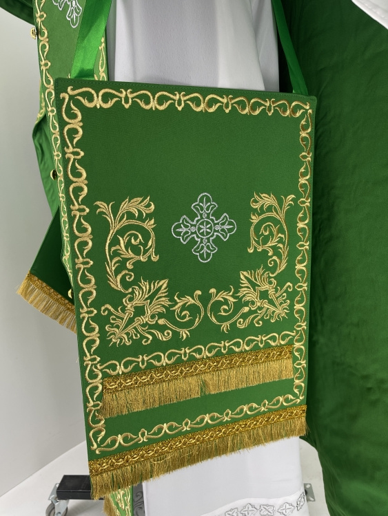 Priest Vestments, Embroidered Gabardine, Embroidered Center with Embroidered Galloon