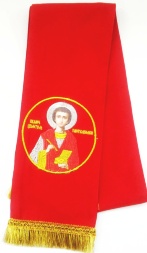Bookmark with the Icon of Saint Panteleimon, red