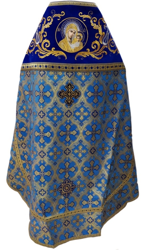 Priest Vestments Combined of Brocade "Kyiv Cross" with Embroidered Epitrachelion, Embroidery "New Pattern"