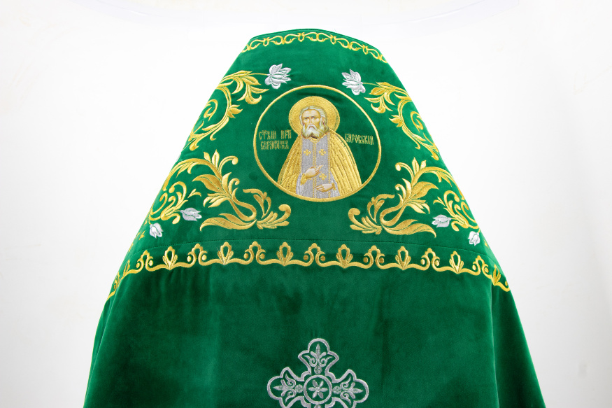 Priest Vestments, Embroidered on Velvet, Embroidery "Rose" with Embroidered Galloon