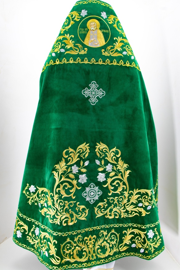 Priest Vestments, Embroidered on Velvet, Embroidery "Rose" with Embroidered Galloon