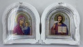 Icons "Wedding Couple" (lit. color, white without gilding, silver frame) 27×25cm