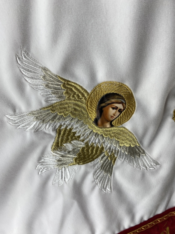 Combined priest vestment embroidered on velvet, with embroidered icons, "Paschal" embroidery