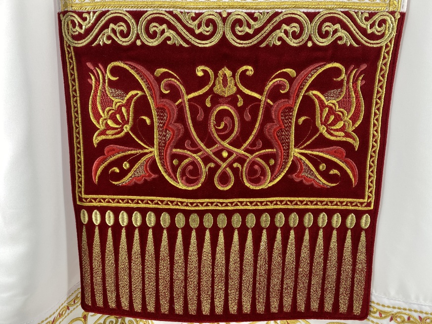 Combined priest vestment embroidered on velvet, with embroidered icons, "Paschal" embroidery