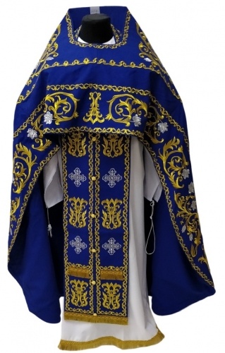 Priest Vestments, Embroidered Gabardine, "Rose" Embroidery with Embroidered Galloon