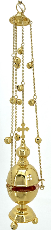 Large Round Gilded Censer with Bells