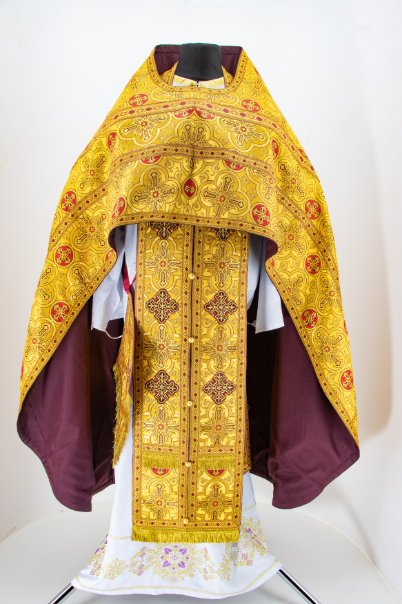 Priest Vestments, Turkish Brocade "Iveron Cross" with Sewn Galloon