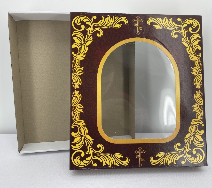 Icons "Wedding Couple" (lithographic embossing, white without patination, gold frame) 27×25cm