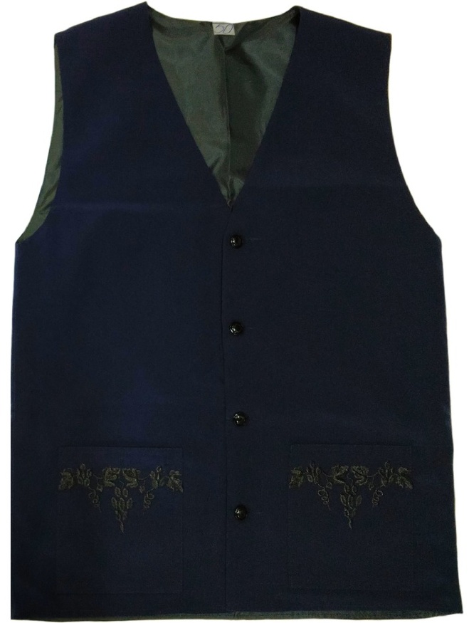 Vestment with "Grapes" embroidery, blue color, wet silk fabric