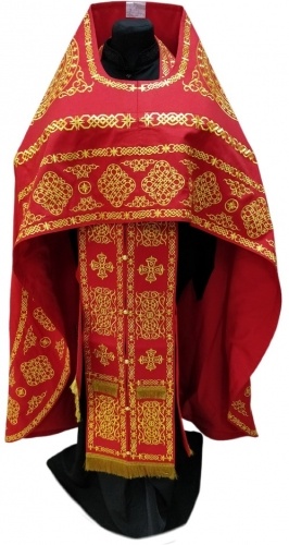 Priest Vestment Embroidered on Gabardine, Embroidery "Circle" with Embroidered Galloon
