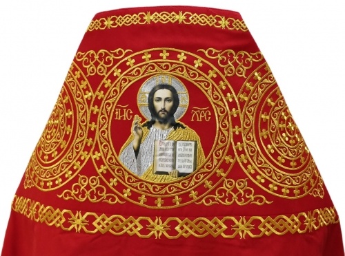 Priest Vestment Embroidered on Gabardine, Embroidery "Circle" with Embroidered Galloon