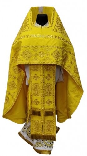 Priest Vestment Embroidered on Gabardine, Embroidery "Circle" with Embroidered Galloon