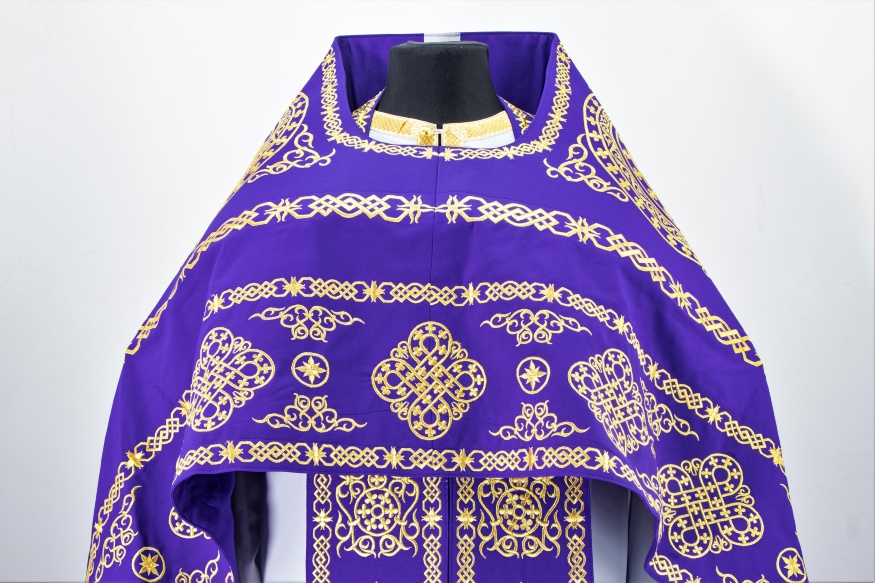 Priest Vestment Embroidered on Gabardine, Embroidery "Circle" with Embroidered Galloon