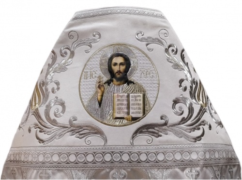 Priest Vestments Combined from Brocade "Florivsky Cross" with Embroidered Epitrachelion, Embroidery "New Embroidery"