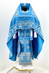 Embroidered Priest Vestment on Gabardine, Embroidery "Rose" with Embroidered Galloon