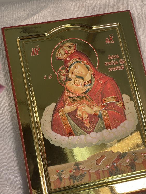 Icon of the Theotokos "Pochaiv" printed on wood, glossy