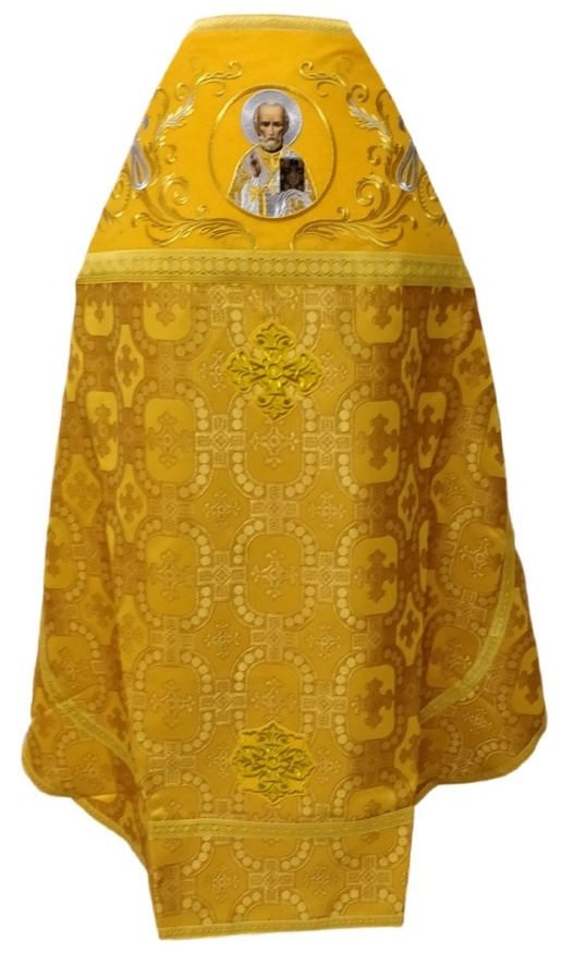 Priest Vestment Combined from Brocade "Royal Cross" with Embroidered Epitrachelion, Embroidery "New Pattern"