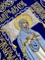 Shroud of the Mother of God on velvet 120×80cm (Angels, silver) (embroidered grapes, embroidered and decorated center)
