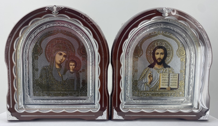 Icons "Wedding Couple" lettered, purchased, flower, silver plating, silver frame, 27x25cm