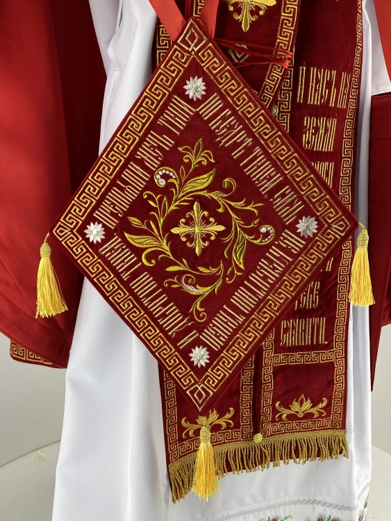 Combined Vestments for Priest Embroidered on Velvet with Embroidered Icons