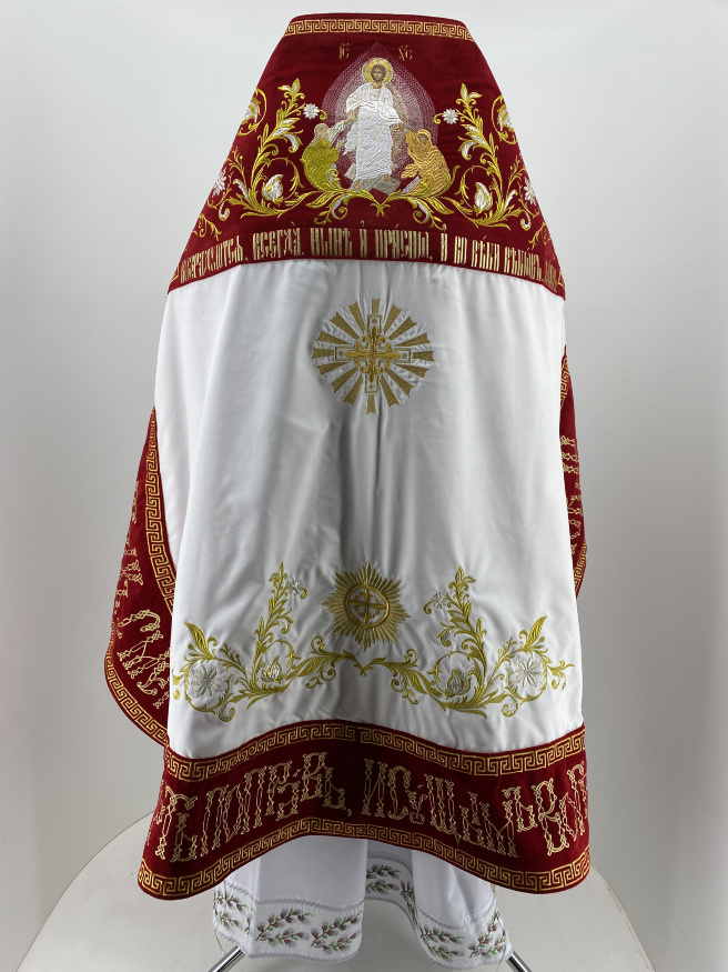 Combined Vestments for Priest Embroidered on Velvet with Embroidered Icons