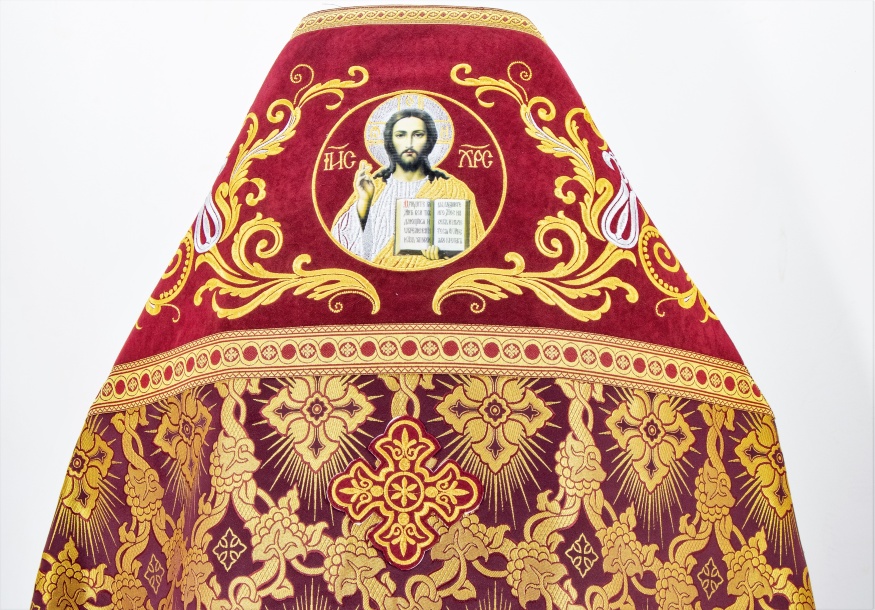 Priest Vestments Combined from Brocade "Solar Cross" with Embroidered Epitrachelion, Embroidery "New Embroidery"