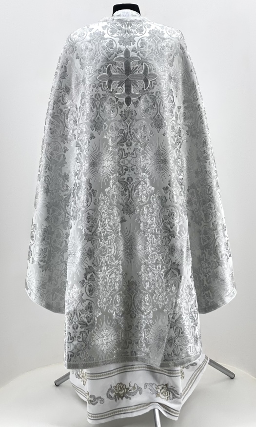 Priest Vestments Greek Style, Brocade Fabric, with Sewn Galoon