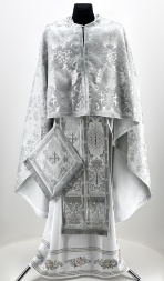 Priest Vestments Greek Style, Brocade Fabric, with Sewn Galoon