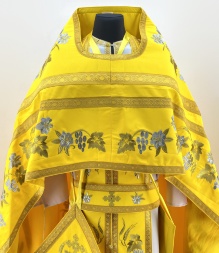 Priest Vestments, Embroidered Gabardine, "Lily" Embroidery with Sewn Galloon