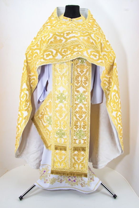 Priest Vestment Made of Greek Brocade with Sewn-on Galloon