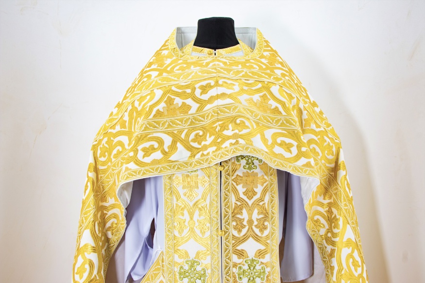 Priest Vestment Made of Greek Brocade with Sewn-on Galloon