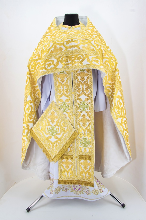 Priest Vestment Made of Greek Brocade with Sewn-on Galloon