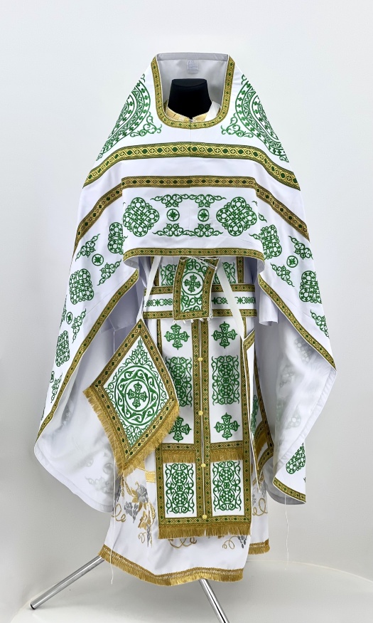 Priest Vestments, Embroidered on Gabardine, Embroidery "Circle" with Sewn Galloon