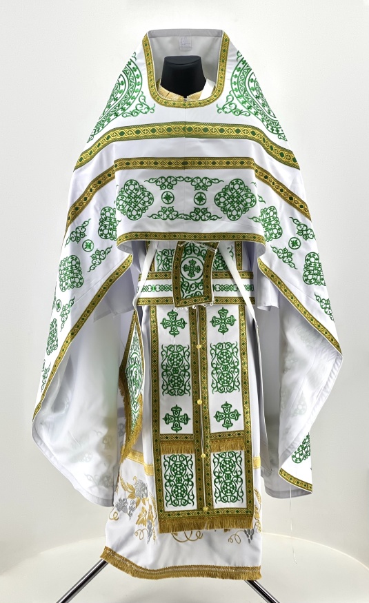 Priest Vestments, Embroidered on Gabardine, Embroidery "Circle" with Sewn Galloon