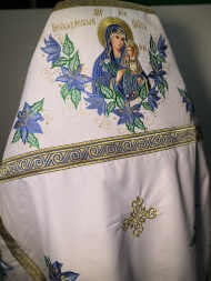Vestments for Priest Embroidered on Velvet with Embroidered Icon, Embroidery "Clematis"