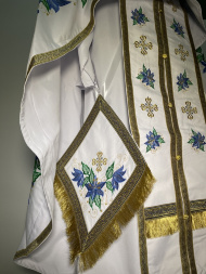 Vestments for Priest Embroidered on Velvet with Embroidered Icon, Embroidery "Clematis"