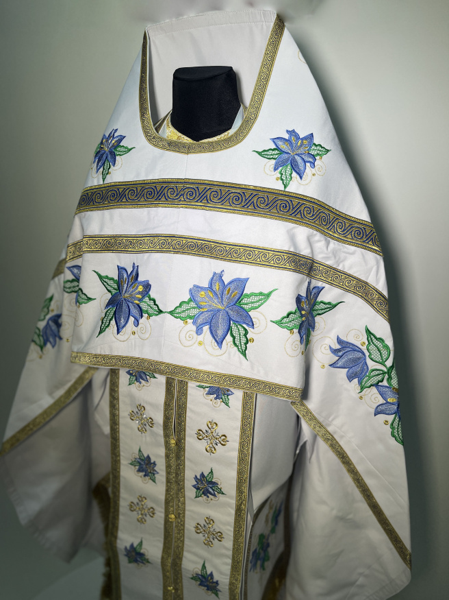 Vestments for Priest Embroidered on Velvet with Embroidered Icon, Embroidery "Clematis"
