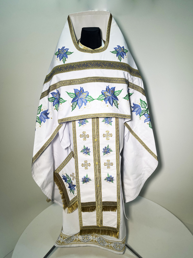 Vestments for Priest Embroidered on Velvet with Embroidered Icon, Embroidery "Clematis"
