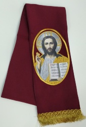 Bookmark with Icon of the Saviour, burgundy