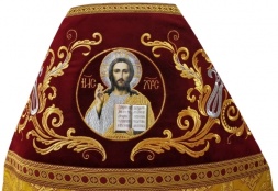 Priest Vestments Combined from Brocade "Florovsky Cross" with Embroidered Epitrachelion, Embroidery "New Embroidery"