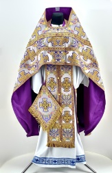 Priest Vestments, Brocade with Sewn Galloon