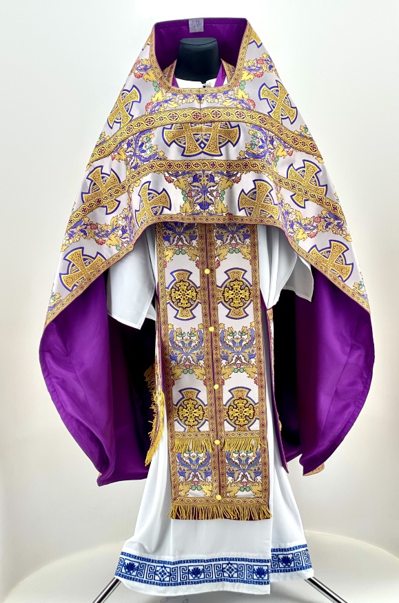 Priest Vestments, Brocade with Sewn Galloon