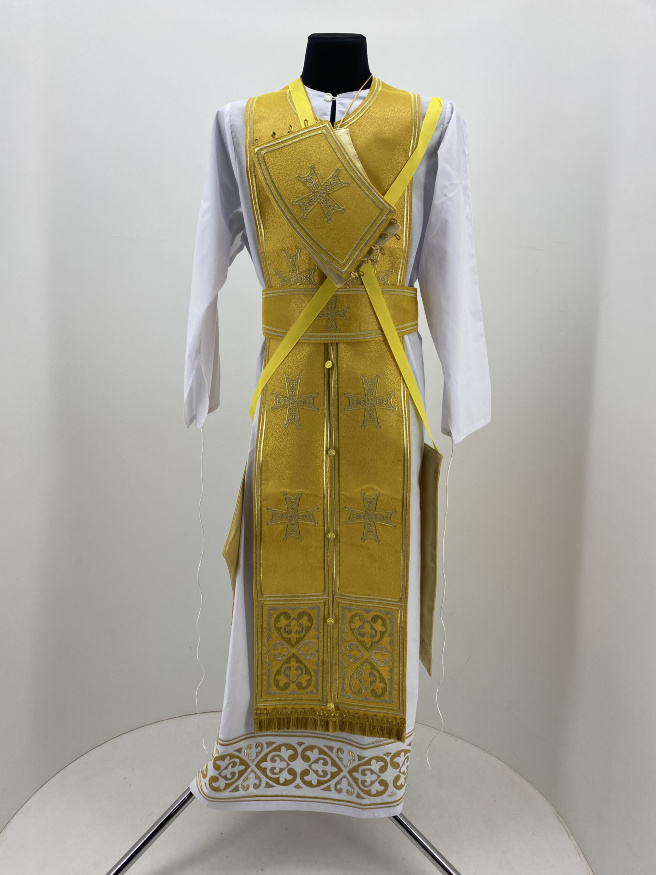 Priest Vestment Greek Style, Brocade Fabric, with Embroidered Galloon, Embroidery "Hearts"