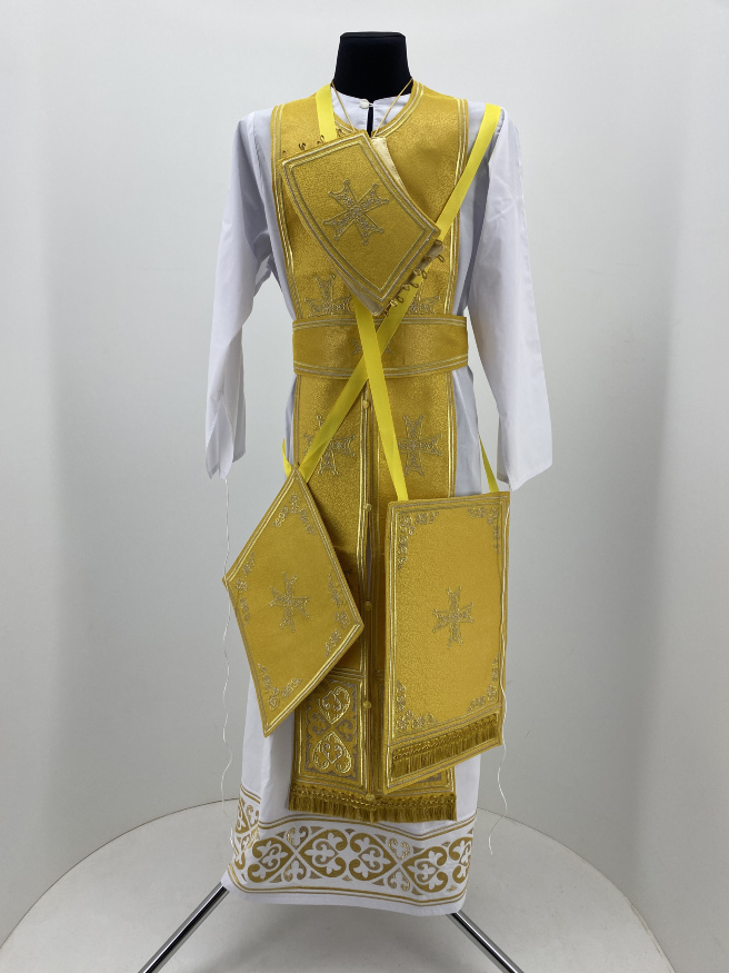 Priest Vestment Greek Style, Brocade Fabric, with Embroidered Galloon, Embroidery "Hearts"