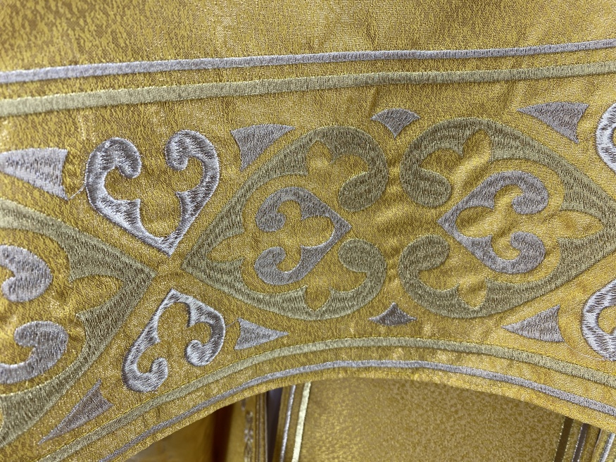 Priest Vestment Greek Style, Brocade Fabric, with Embroidered Galloon, Embroidery "Hearts"