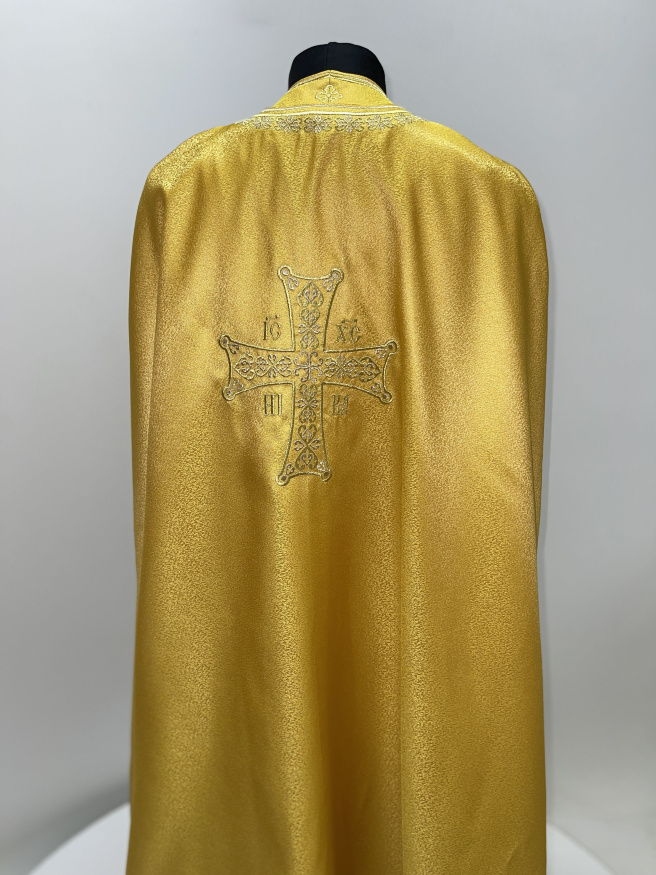 Priest Vestment Greek Style, Brocade Fabric, with Embroidered Galloon, Embroidery "Hearts"