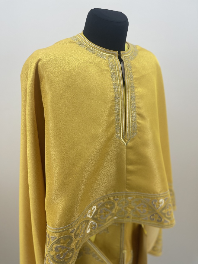 Priest Vestment Greek Style, Brocade Fabric, with Embroidered Galloon, Embroidery "Hearts"